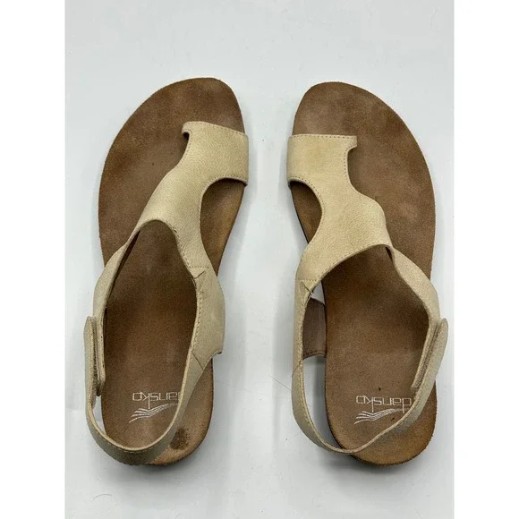 Dansko Women Size 41 US 10 Leather Comfort Orthotic Cork Footbed Sandals Beige - Picture 8 of 15
